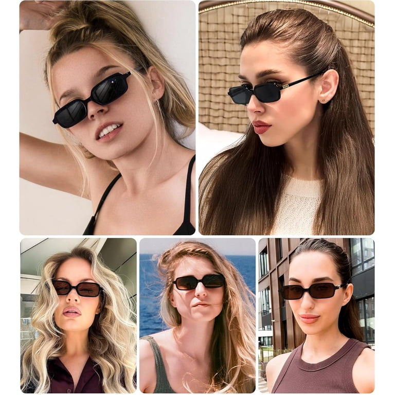 Rectangle Retro Sunglasses Women Men Small Square Frame 90s Style Sunnies UV400 Amazon.com: Rectangle Sunglasses for Women Retro 90s  main image 2
