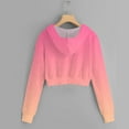 thumbnail image 4 of Womens Zip Up Hoodie Winter Fall Comfy Hooded Long Sleeve Rolled Cold Shoulder Gradient Print Cotton Coats Sweatshirts(Pink,XXL), 4 of 4