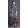 thumbnail image 3 of Bimba Robe Asymétrique Anarkali Kurti Imprimée pour Femmes, Gris, Courbe, Losanges Géométriques, Tenue Ethnique Indienne - Moyen, 3 of 5
