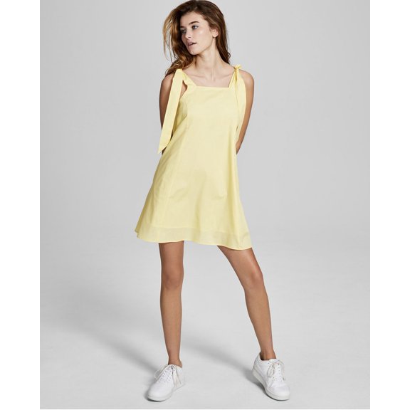 And Now This Women's Cotton Tie-Strap A-Line Dress Buttercup Size S