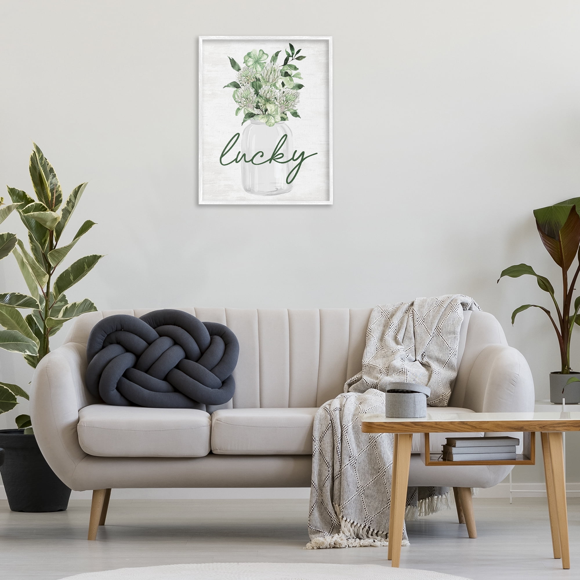 Stupell Industries Lucky Spring Shamrocks Botanical & Floral Painting White Framed Art Print Wall Art, 24 x 30