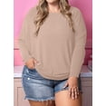 thumbnail image 6 of Women'S Long Sleeve Round Neck Soft Basic Batwing Sleeve Knitted Loose Pullover Autumn Fashion Clothing Camel M, 6 of 7