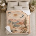 thumbnail image 5 of Southwestern Desert Arch Cactus Art, Peaceful Mountain Lake Scene, Warm Flannel Blanket for Cabin and Lodge with Detailed Artwork, Outdoor Lovers Camping Gift, Artistic Home Decor, 5 of 9