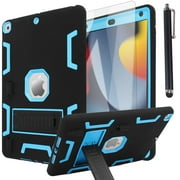 AICase 10.2" Heavy Duty Tablet Case with Screen Protector, Black/Blue