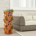 Pure Garden Stacking Planter Towe Indoor/Outdoor Vertical Herb & Vegetable Stand (Terracotta