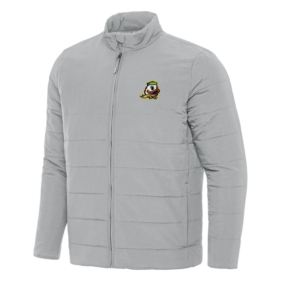 Men's Antigua Gray Oregon Ducks Swelter Full-Zip Puffer Jacket
