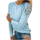 thumbnail image 1 of Mujeres Casual sólido cuello redondo encaje ahueca hacia fuera manga larga pulóver blusa adelgazante camiseta Tops Fridja  hkj529, 1 of 6