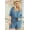 Blue, variant on Short Sleeve Collar V Neck Waist Elastic Side Pocket Button Down Knit Romper