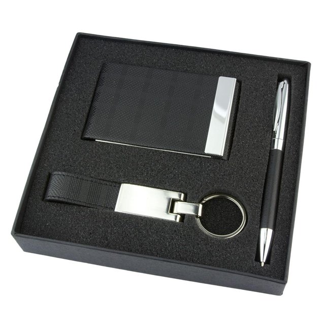 Paquete 20 piezas Set Pack ejecutivo caja pluma, tarjetero y llavero