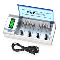 EBL Smart Battery Charger for C D AA AAA 9V Ni-MH Ni-CD Rechargeable Batteries with Discharge Function & LCD Display