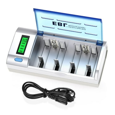 EBL Smart Battery Charger for C D AA AAA 9V Ni-MH Ni-CD Rechargeable Batteries with Discharge Function & LCD Display