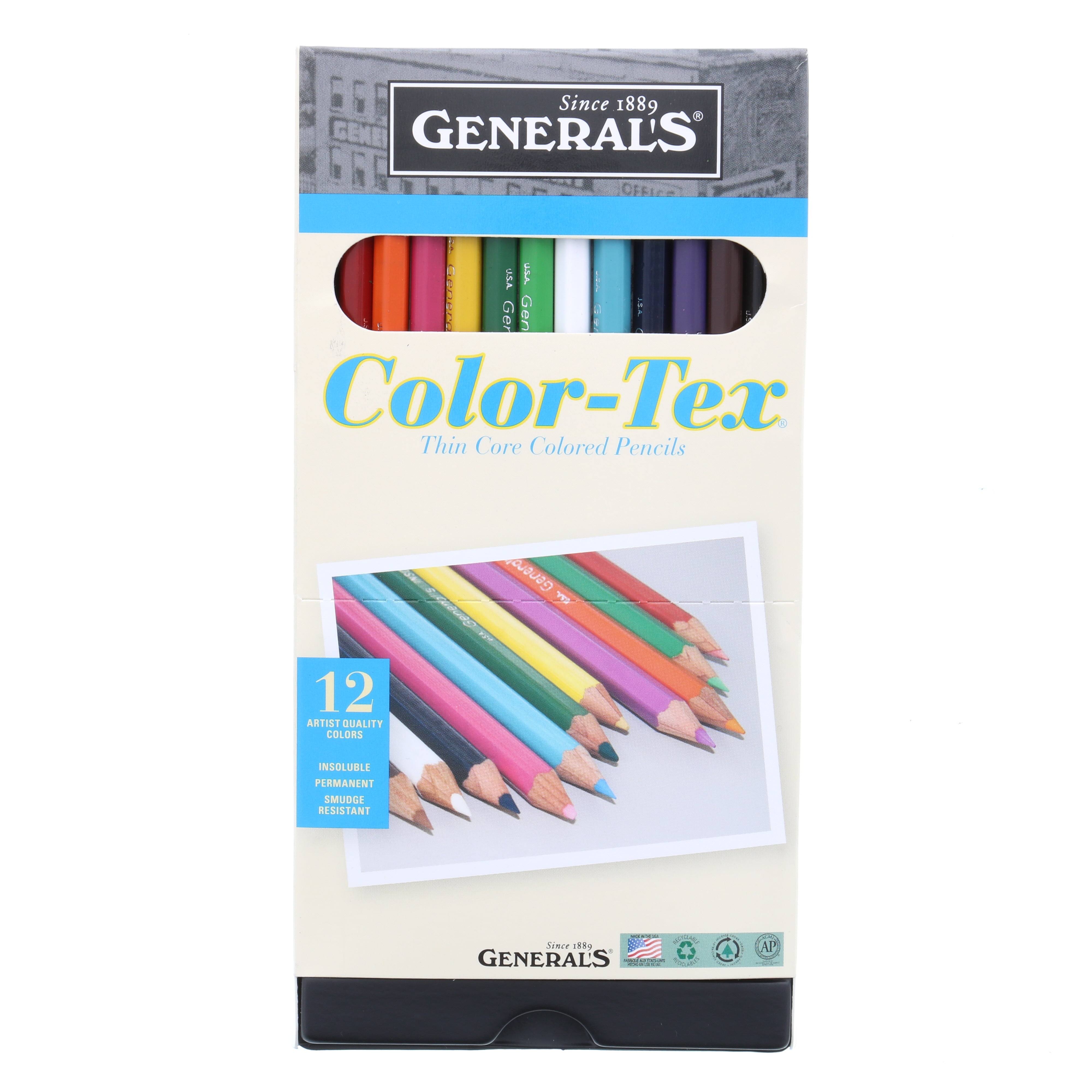 General Pencil Color-Tex Colored Pencil Set, 12-Colors