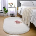 thumbnail image 4 of Softlife Cute Fluffy Oval Rug for Bedroom Soft Carpet, 2.6' x 5.3' , Off-White, 4 of 8