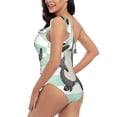 thumbnail image 5 of Yiaed Cute Raccoon Print Women One Piece Swimsuits Tummy Control One Shoulder Bathing Suits Pattern Ruffle Swimwear-Large, 5 of 8
