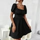 thumbnail image 4 of Vestido con Ribete de volantes ANGGREK con Busto Fruncido Línea A Escote Cuadrado lazo en la Espalda Cintura Elástica color Puro para el Verano para mujer, 4 of 6
