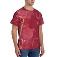 thumbnail image 2 of Bixox Men's Abstract Red Marble Printed Short Sleeve Skinny Athletic T-Shirt, 2 of 6