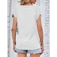 thumbnail image 3 of Gustave Women Summer V Neck Tops Casual Pleated Cap Sleeve T Shirts Loose Side Split Tunic Tee Fashion Solid Blouse "White, <", 3 of 11