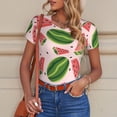thumbnail image 4 of Goofa Watermelon Printed Women Rash Guard Short Sleeve,Tummy control Swimsuit Surfing Swimsuit Bathing Suit One Piece Swimsuit UPF 50-Medium, 4 of 9