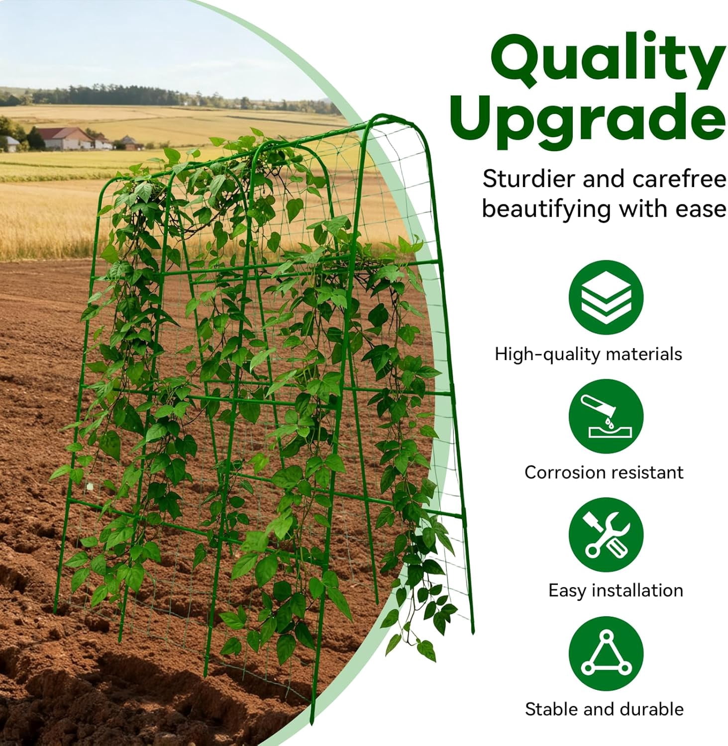 Cucumber Trellis - 62.4"*50" Cucumber Trellis for Raised Bed with Plastic-Coated Steel Pipe, U-Shape Garden Trellis for Climbing Plants, Garden Trellis for Cucumbers, Beans(Green)