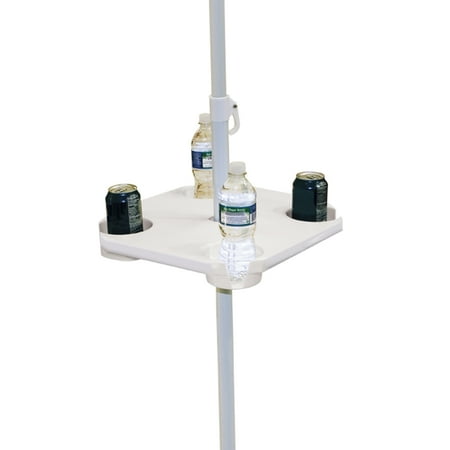 RIO Beach Umbrella Table, White, Fits Most Standard Beach Umbrellas