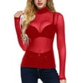 thumbnail image 1 of SUNSIOM Woman's Mesh Perspective Base Tops, Turtleneck Long Sleeve T-shirt, 1 of 8