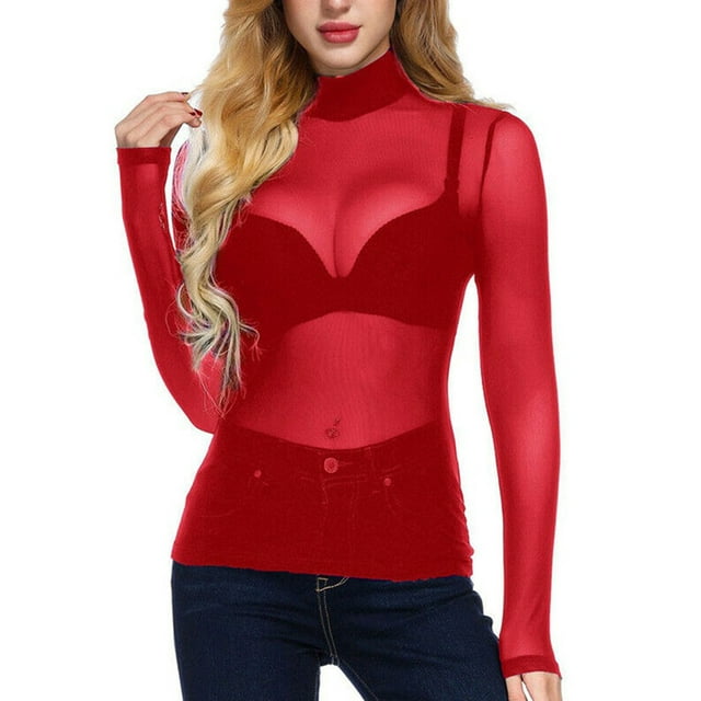 SUNSIOM Hauts de Base en Maille pour Femmes, T-shirt à Manches Longues Col Roulé