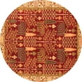 thumbnail image 1 of Ahgly Company Indoor Round Abstract Orange Modern Area Rugs, 4' Round, 1 of 4