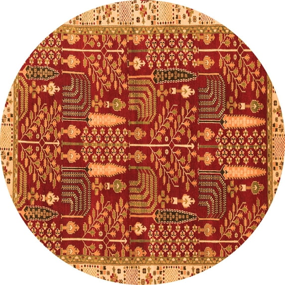Ahgly Company Indoor Round Abstract Orange Modern Area Rugs, 4' Round