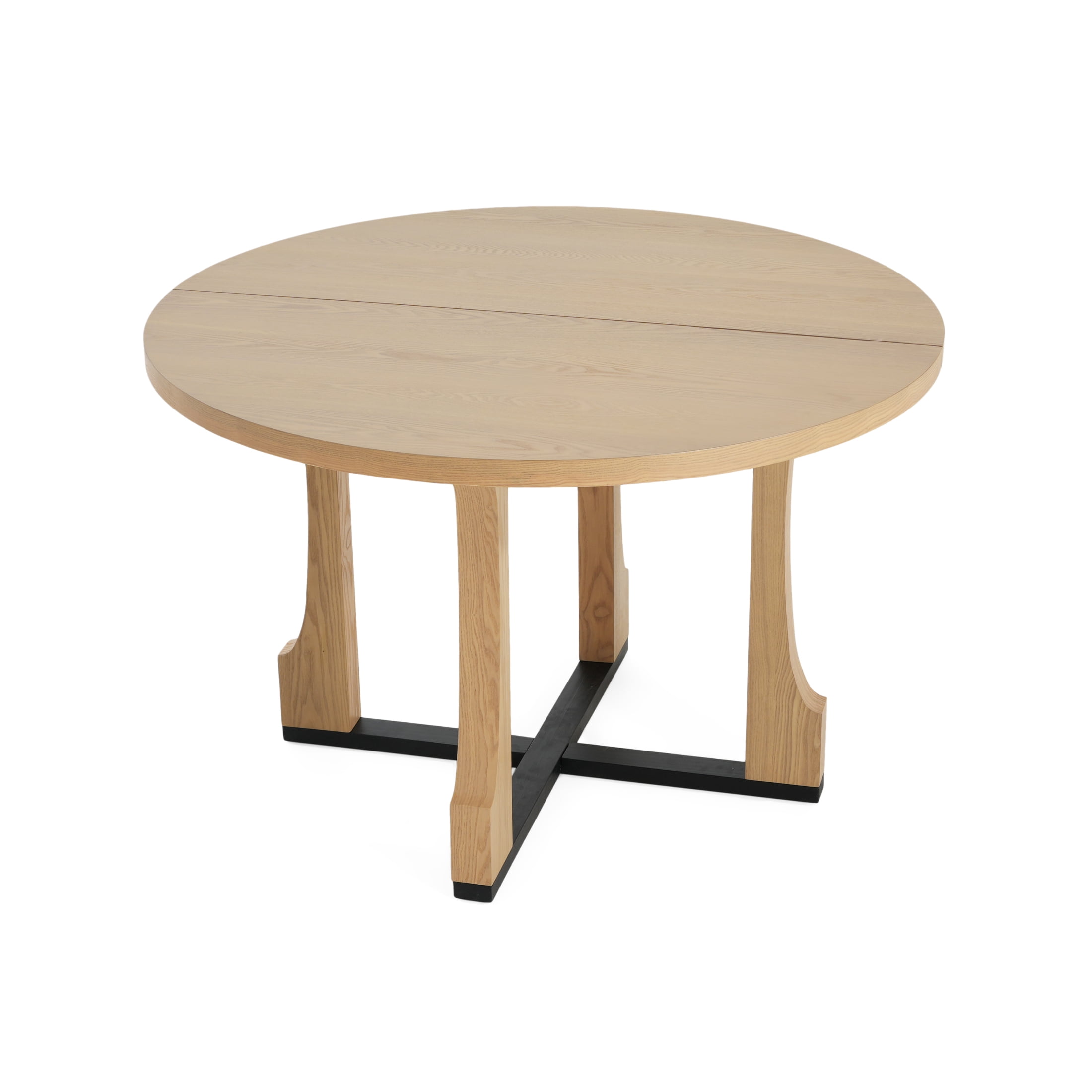 Christopher Knight Home Farmhouse Round Dining Table 48" With Solid Wood X-Base in Natural Ash