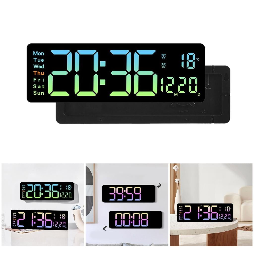 Digital Clock with Large Display, Large Screen Bedsides Clock 12/24 Alarm Clock