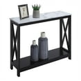 thumbnail image 3 of Oxford Table Console avec Tablette en Faux Marbre Blanc et Dessus en Bois Noir, 3 of 6