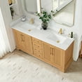 thumbnail image 4 of Tokyo 72" Double Bath Vanity in Oak Natural Brown with White Quartz Stone Top, 4 of 16