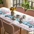 thumbnail image 3 of Valentine's Day Table Cloths for 8 Foot Rectangle Tables, Blue Truck Loads of Love Romantic Patio Waterproof Elastic Fitted Tablecloths, Washable Rectangular Table Cover for Camping, 3 of 8