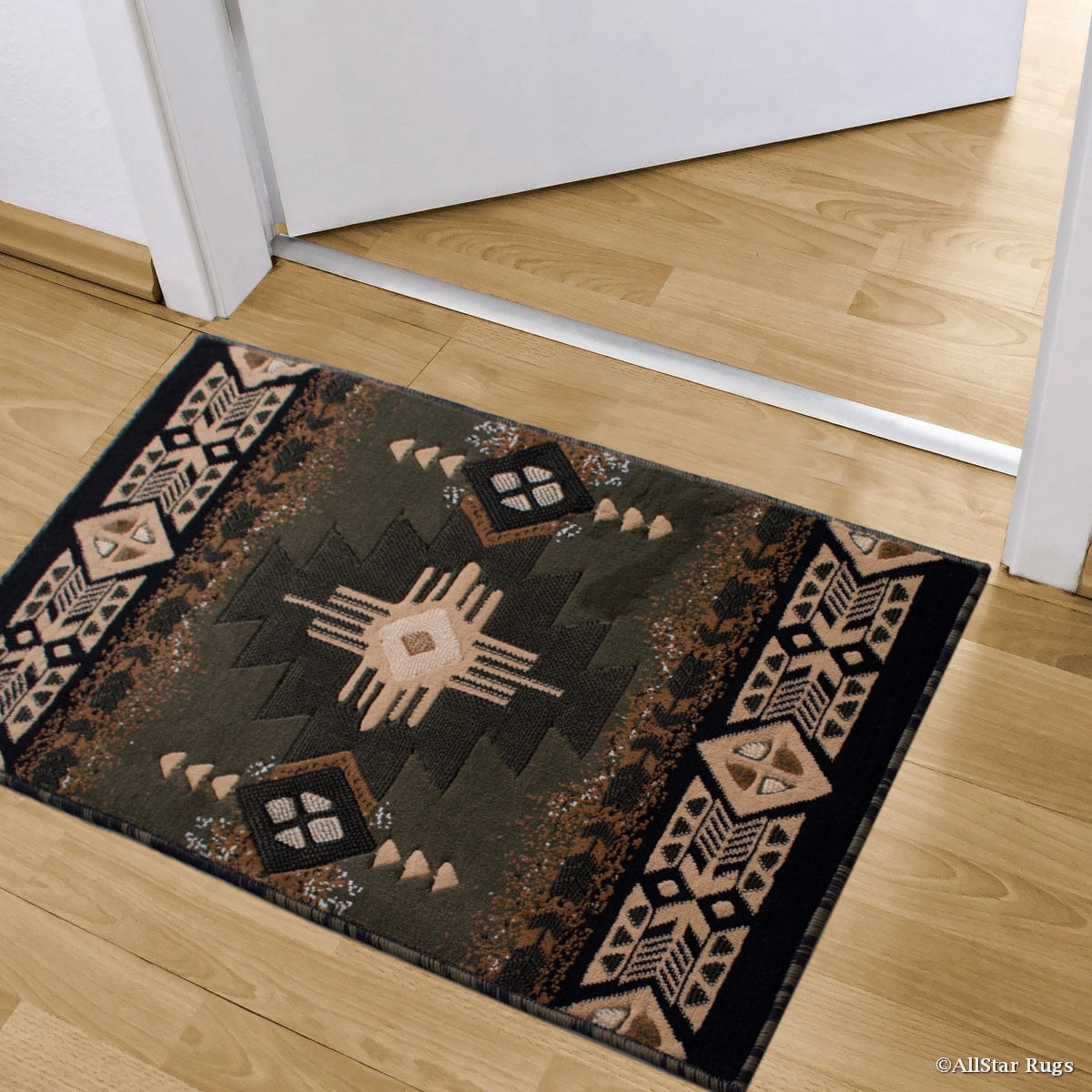 Allstar Green Doormat Accent Rug Woven High Quality High Density Double
