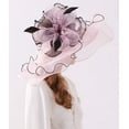 thumbnail image 5 of Women Derby Church Hat Organza Flower Wedding Tea Party Fascinator Hat Wide Brim Sun Hat, 5 of 6