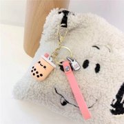 Mini Bubble Tea Keychain Soft Silicone Boba Bag Charm Keyring