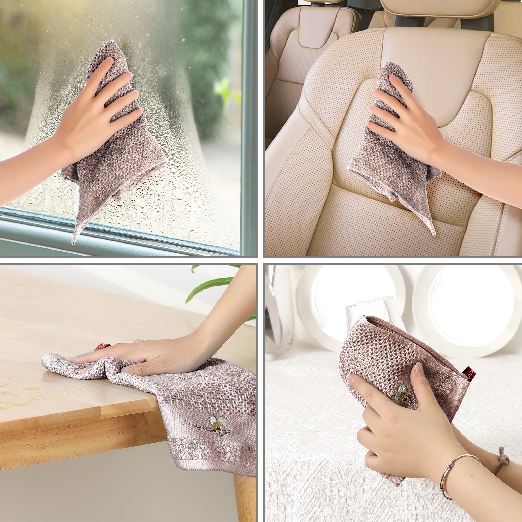 REGALWOVEN Cotton Cleaning Cloth, 6 Pack Cleaning Rag Solid Kitchen Towels for Dish Drying Washing Lint Free Rags Pink 12' x 12'