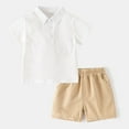 thumbnail image 2 of CZHQWE Toddler Clothes Baby Boy Summer Clothes 0-3 Months Toddler Baby Boy Summer Outfit T-Shirt Short Sleeve Tops Shorts Cute Summer Clothes Set 2Pcs Beige 3-4 Years, 2 of 5