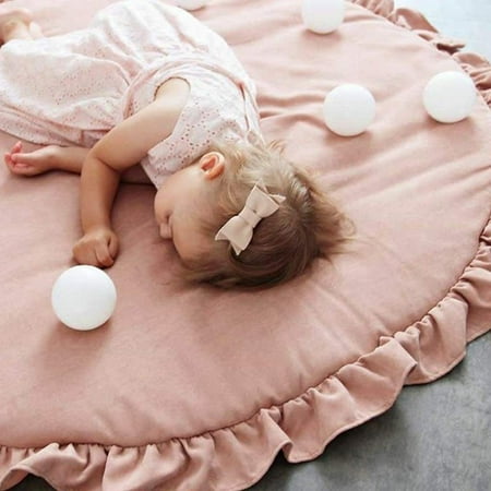 Bébé rampant tapis sol dentelle tapis de jeu couverture rond coton tapis de  jeu rampant tapis oreiller tapis (rose)