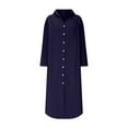 thumbnail image 6 of Uaswgudfs V-Neck 3/4 Sleeve Flowy Midi Dress for Women - Summer Casual Dress with Button Accents, Lightweight Fabric for Beach & Daily Outings Navy M, 6 of 6