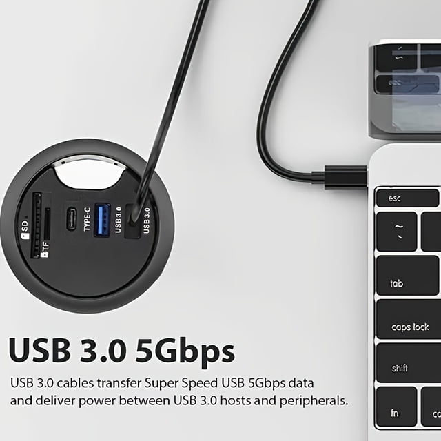 1pc USB 2.0/3.0 Desktop High-Speed HUB with TF/SD Card Reading, USB-C Data Transfer and Charging Functions