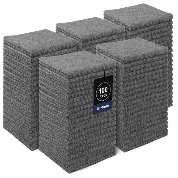 Toallitas UNIMADE, 100 unidades, microfibra, 30 x 30 cm, color gris