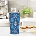thumbnail image 5 of 20oz Tumbler With Lid And Straw, Snowflakes Vacuum Insulated Iced Coffee Mug Reusable Travel Cup Stainless Steel Water Bottle, 5 of 6