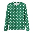 thumbnail image 4 of Aobny Polka Dot T-Shirts Women Baggy Tops Crew Neck Green Long Sleeve Pullover Fall Shirts for Women,S, 4 of 5