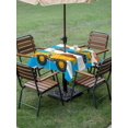 thumbnail image 4 of Outdoor Tablecloth with Umbrella Hole for Patio/Picnic/Party/Camping, Blue Striped Yellow Truck Waterproof Table Cloth Square Cover Washable, Farmhouse Stripes Modern Art (54"x 54"), 4 of 8