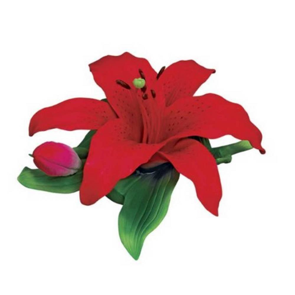 Retired Andrea by Sadek Large Red Lily Porcelain Flower