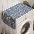 thumbnail image 1 of Ethnic Washing Machine Organizer, Squares with Stripes in Hand Drawn Style Hippie Geometrical Grid Tile, Anti-slip Fabric Top Cover for Washer and Dryer, Navy Blue and Cream, by Ambesonne, 1 of 1