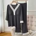 thumbnail image 2 of Pajamas for Women Set Long Sleeve Sleepwear Pants Loungewear V-Neck Button Down Tops with Bra Pad Pjs Suits (Dark Gray 2XL ), 2 of 4