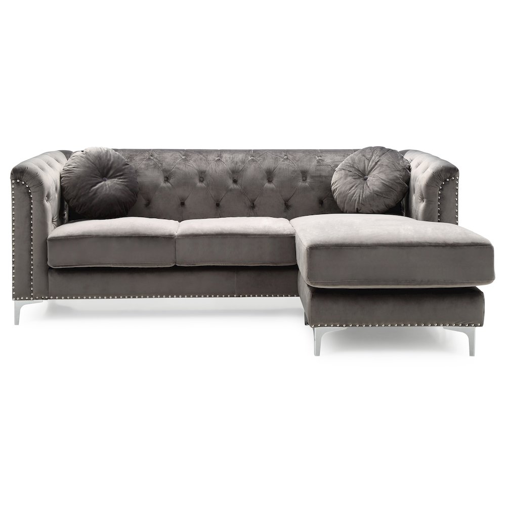 Glory Furniture Pompano Sofa Chaise in Dark Gray Color