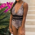 thumbnail image 4 of Aayomet Woman Swimsuit Color Block Swimsuits Scoop Neck Tummy Control Padded Swimwear,Khaki M, 4 of 4